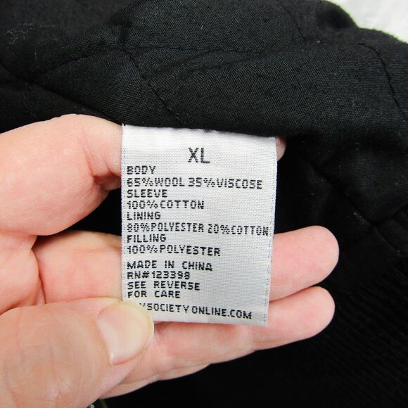 Fly Society Jacket Mens XL Letterman Embroidered Aviator Wool Blend Button Up - Picture 11 of 13